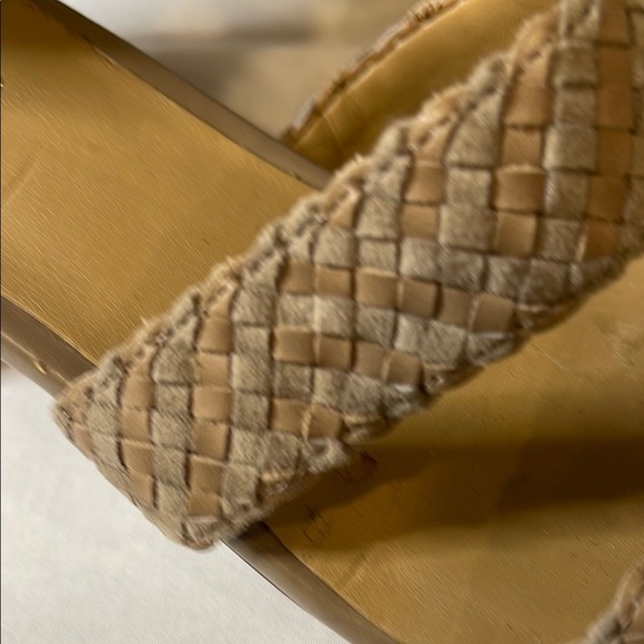 Franco Sarto Tan Textured Leather & Suede (upper) Woven Sandals - Picture 3 of 12